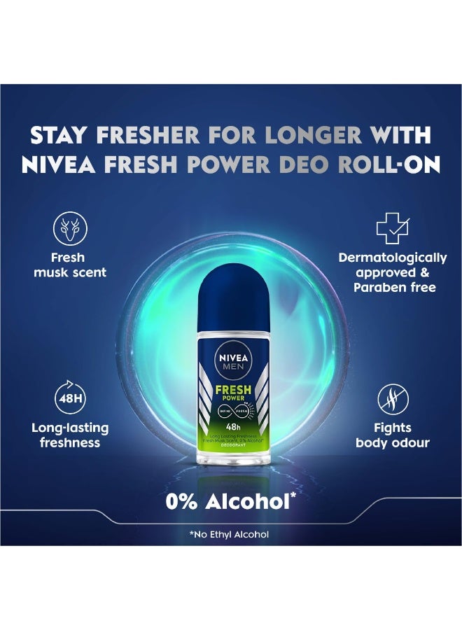 نيفيا مزيل العرق نيفيا للرجال فريش باور رول أون (50 مل) (عبوة من 3 قطع) - Image 2